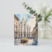 Milaan waterverf kunst briefkaart (Staand voorkant)