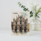 Milaan waterverf kunst briefkaart (Staand voorkant)
