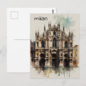 Milaan waterverf kunst briefkaart (Voorkant / Achterkant)