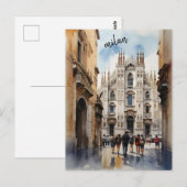 Milaan waterverf kunst briefkaart (Voorkant / Achterkant)