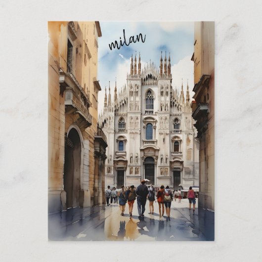 Milaan waterverf kunst briefkaart (Voorkant)