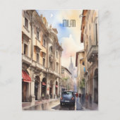Milaan waterverf kunst briefkaart (Voorkant)