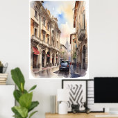 Milaan waterverf kunst poster (Thuiskantoor)