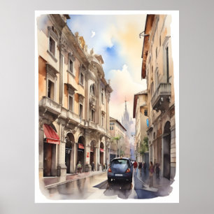 Milaan waterverf kunst poster