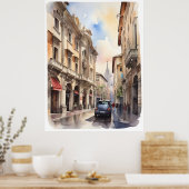 Milaan waterverf kunst poster (Keuken)