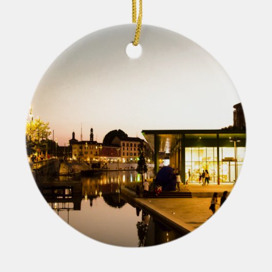 Milaan ziet het kanaal over het hoofd keramisch ornament (Voorkant)