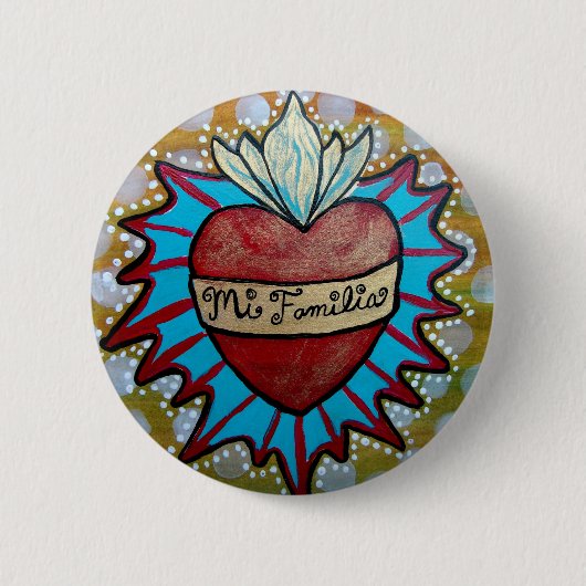 Milagro Heart ontwerpknop "Mi Familia" Ronde Button 5,7 Cm (Voorkant)