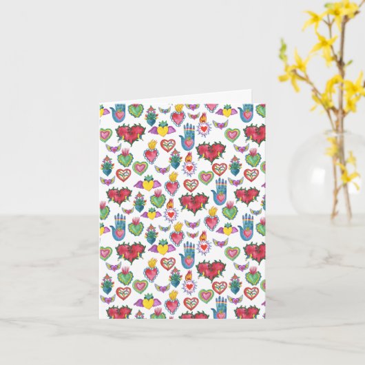 Milagros Flaming Hearts Waterverf Cute Valentijn Kaart (Gele Bloem)