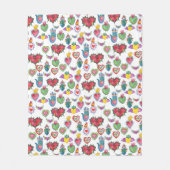 Milagros Flaming Hearts Waterverf Valentijn Love Fleece Deken (Voorkant)
