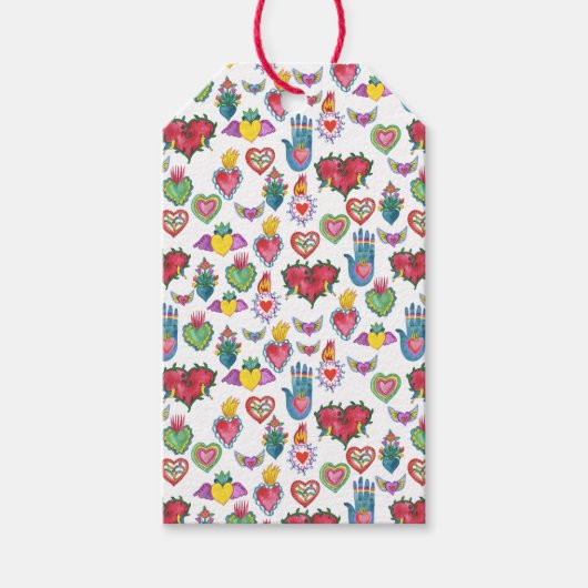 Milagros Flaming Hearts Waterverf Valentijnse  Lie Cadeaulabel (Voorkant)