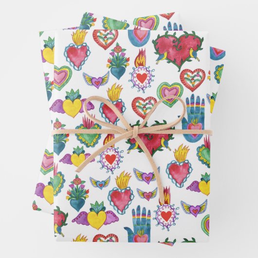 Milagros Flaming Hearts Waterverf Valentijnse  Lie Inpakpapier Vel (In situ)