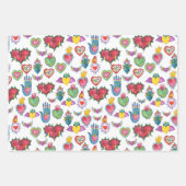 Milagros Flaming Hearts Waterverf Valentijnse  Lie Inpakpapier Vel (Voorkant)