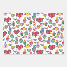 Milagros Flaming Hearts Waterverf Valentijnse  Lie Inpakpapier Vel