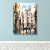Milan aquarel kunst canvas afdruk (Insitu (Houten vloer))
