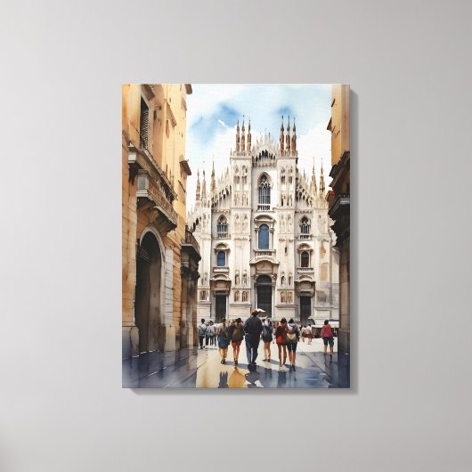Milan aquarel kunst canvas afdruk (Voorkant)