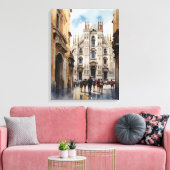 Milan aquarel kunst canvas afdruk (Insitu (Woonkamer))