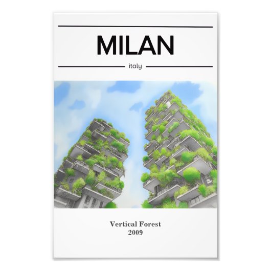 Milan Architecture Skyscraper Vertical Forest Foto Afdruk (Voorkant)