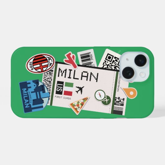 Milan Boarding Pass iPhone 15 Case (Achterkant horizontaal)