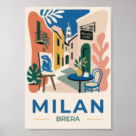 Milan Brera Kunst Reisposter - Italië Cadeau Idee Poster