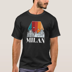 Milan Cathedral Retro Skyline Italië T-shirt