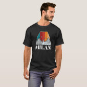Milan Cathedral Retro Skyline Italië T-shirt (Voorkant volledig)