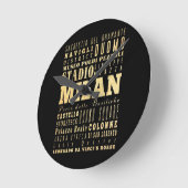 Milan City Typography Art Ronde Klok (Hoek)