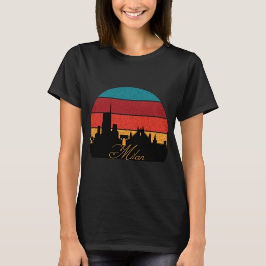 Milan Duomo Retro Synthwave Reizen T-shirt (Voorkant)