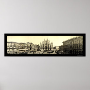 Milan Duomo Square Italië Foto 1909 Poster