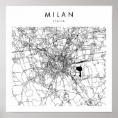 Milan Italia Minimal Modern Street Map Poster (Voorkant)