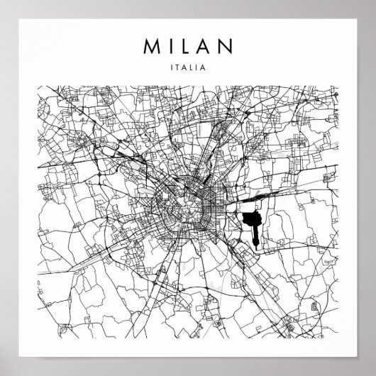 Milan Italia Minimal Modern Street Map Poster (Voorkant)