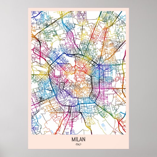 Milan Italië Kaart Poster (Voorkant)