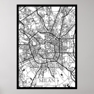 Milan Italië Kaart Poster