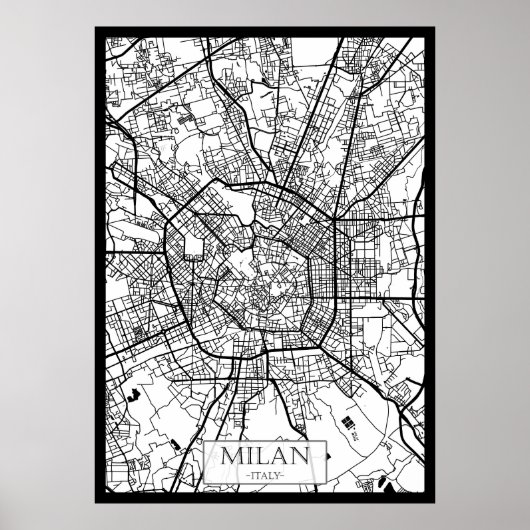 Milan Italië Kaart Poster (Voorkant)