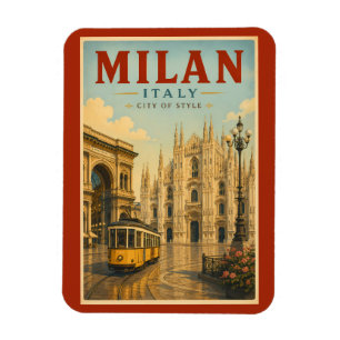 Milan Italië Kathedraal Illustratie Reis Kunst Magneet