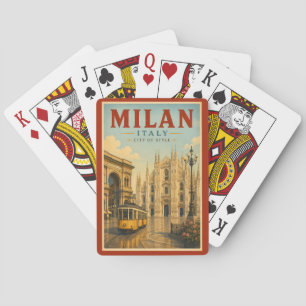 Milan Italië Kathedraal Illustratie Reis Kunst Pokerkaarten