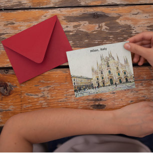 Milan Italië Olieverf Illustratie Briefkaart