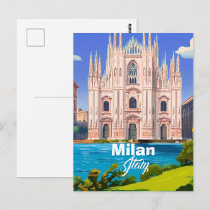 Milan Italië Reisansichtkaart, Milan Reis Kunst, I Briefkaart