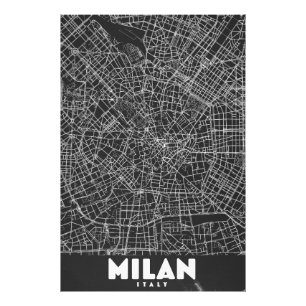 Milan Italië Retro Kaart Foto Afdruk