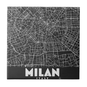 Milan Italië Retro Kaart Tegeltje