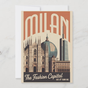 Milan Italië Retro Silhouette Stadslandschap Reize Feestdagenkaart