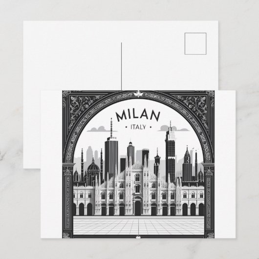 Milan Italië Skyline Briefkaart (Voorkant / Achterkant)
