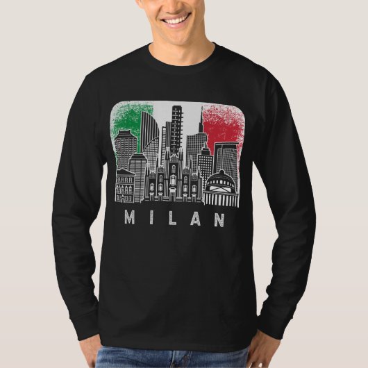Milan Italië Skyline  Flag T-shirt (Voorkant)