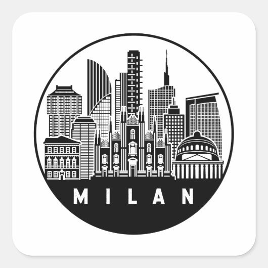 Milan Italië Skyline Vierkante Sticker (Voorkant)