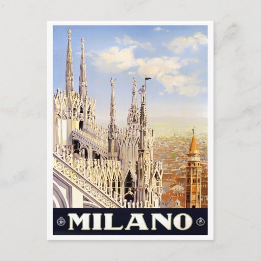 Milan Italië — vintage-reis Briefkaart (Voorkant)