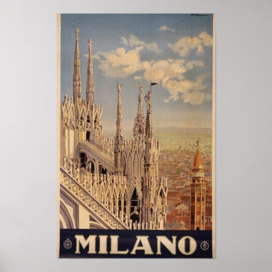 Milan Italië Vintage Reisposter Poster (Voorkant)