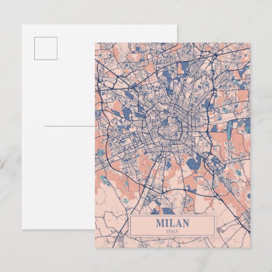Milan Italië Winderige Stad Kaart Reizen (Voorkant / Achterkant)