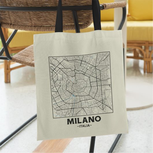 Milan, Italy City Map Tote Bag