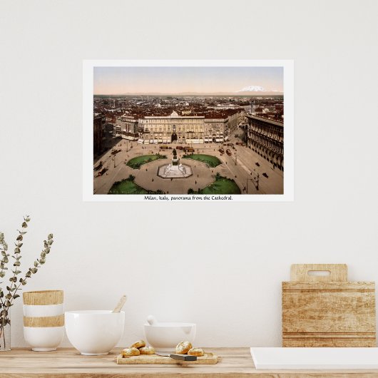 Milan Italy Panorama,  19th century print (Keuken)