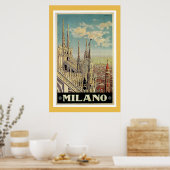 Milan Italy Vintage Travel Poster (Keuken)