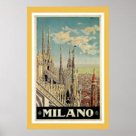 Milan Italy Vintage Travel Poster